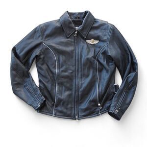 Harley Davidson 03 Vintage 100th Anniversary Motorcycle Leather Jacket Women's S